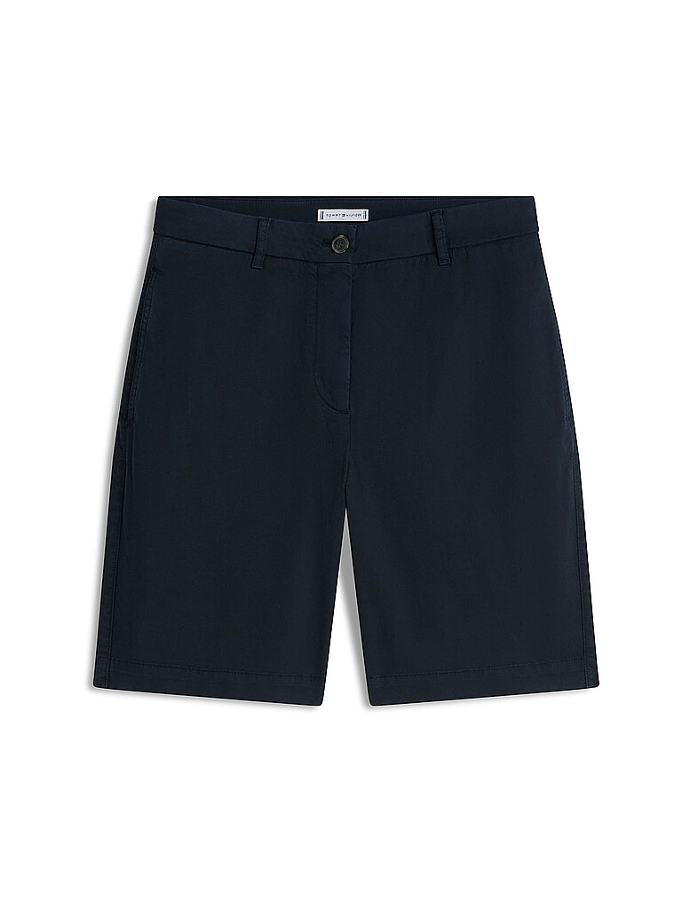 Chinoshorts TOMMY HILFIGER "CO GMD BLEND CHINO SHORT", Damen, Gr. 34, N-Gr, schwarz night navy, Web, Obermaterial: 65% Baumwolle, 33% Lyocell, 2% Elasthan, unifarben, gerade kurz, Hosen Chinoshorts, mit geknöpften Gesäßtaschen, Regular Fit 2